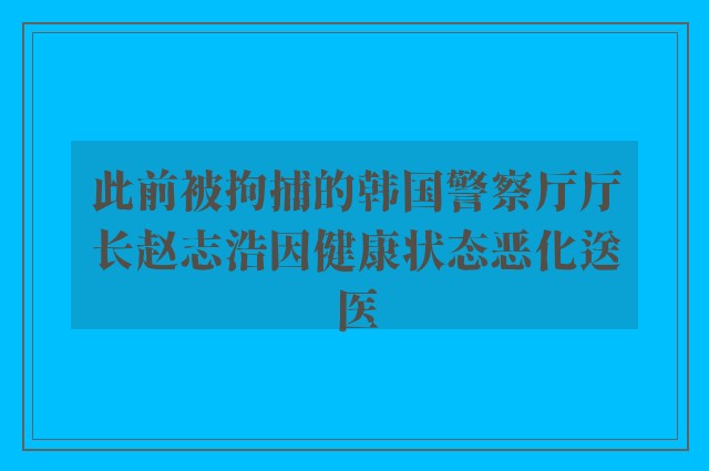 此前被拘捕的韩国警察厅厅长赵志浩因健康状态恶化送医